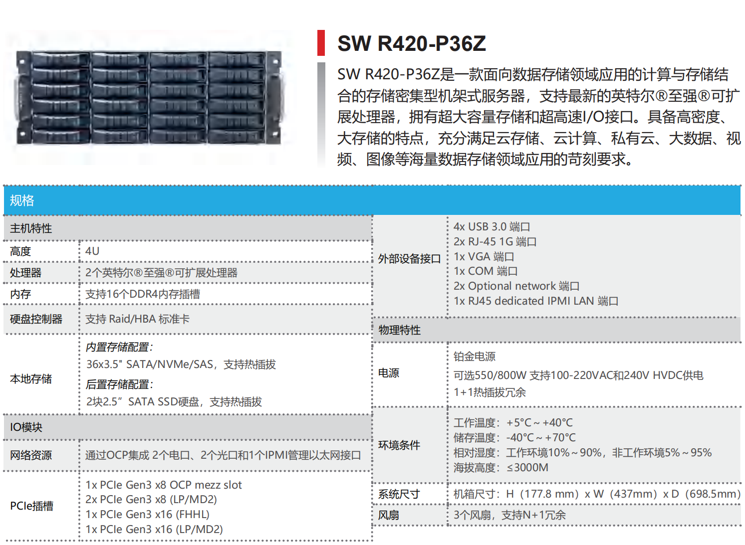 INTEL 平台存储服务器—SW R420-P36Z(图1)